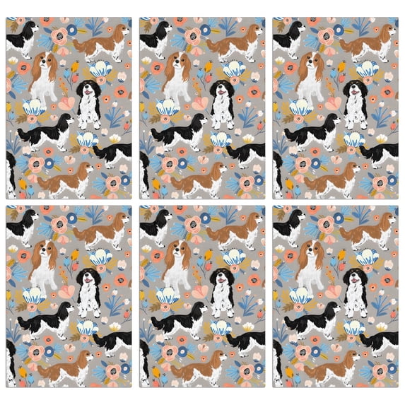 6 Pcs Funny Kitchen Towels,Cavalier King Charles Spaniel Dog and Flower Microfiber Dish Towels,Kitchen Tea Towels,Kitchen Towel Set (18" X 26")