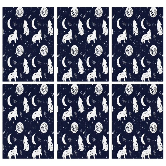6 Pcs Funny Kitchen Towels,Celestial Wolf Halloween Pattern Microfiber Dish Towels,Kitchen Tea Towels,Kitchen Towel Set (18" X 26")