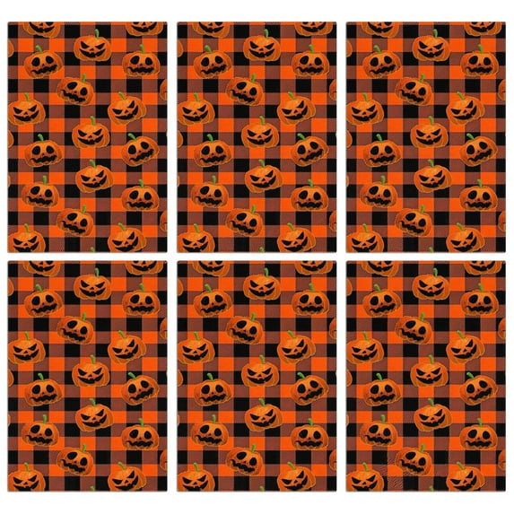 6 Pcs Funny Kitchen Towels,Checkered Pumpkin Halloween Pattern Microfiber Dish Towels,Kitchen Tea Towels,Kitchen Towel Set (18" X 26")