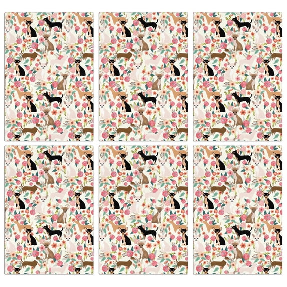 6 Pcs Funny Kitchen Towels,Chihuahua and Flower Florals Microfiber Dish Towels,Kitchen Tea Towels,Kitchen Towel Set (18" X 26")