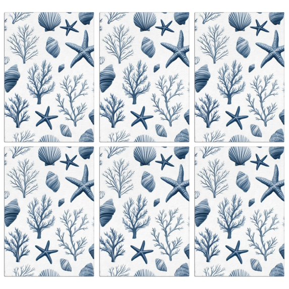 6 Pcs Funny Kitchen Towels,Coastal Coral Starfish Microfiber Dish Towels,Kitchen Tea Towels,Kitchen Towel Set (18" X 26")