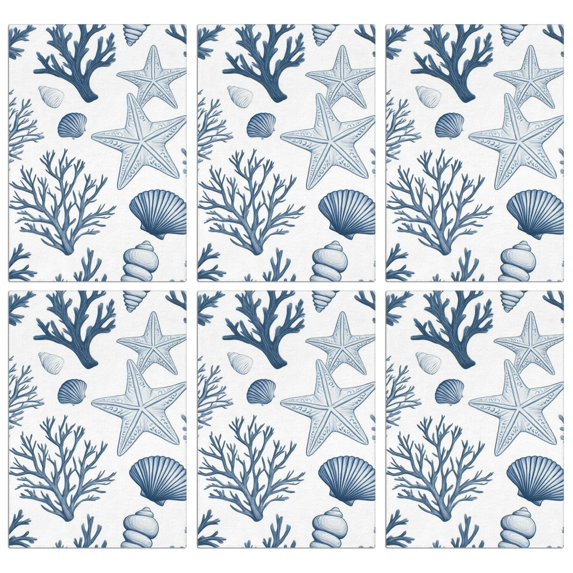 6 Pcs Funny Kitchen Towels,Coastal Coral Starfish Microfiber Dish Towels,Kitchen Tea Towels,Kitchen Towel Set (18" X 26")
