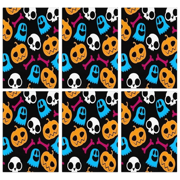 6 Pcs Funny Kitchen Towels,Colorful Halloween Elements Pattern Microfiber Dish Towels,Kitchen Tea Towels,Kitchen Towel Set (18" X 26")