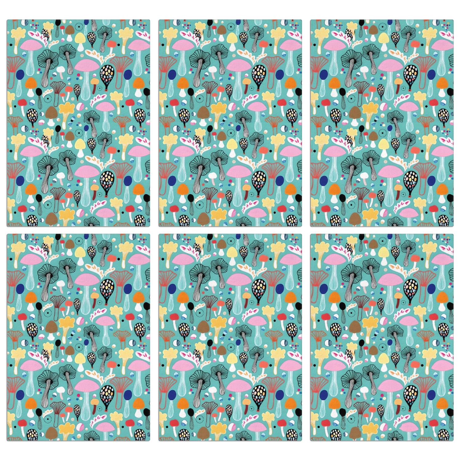 6 Pcs Funny Kitchen Towels,Colorful Mushroom Decor Teal Pattern Microfiber Dish Towels,Kitchen Tea Towels,Kitchen Towel Set (18" X 26")