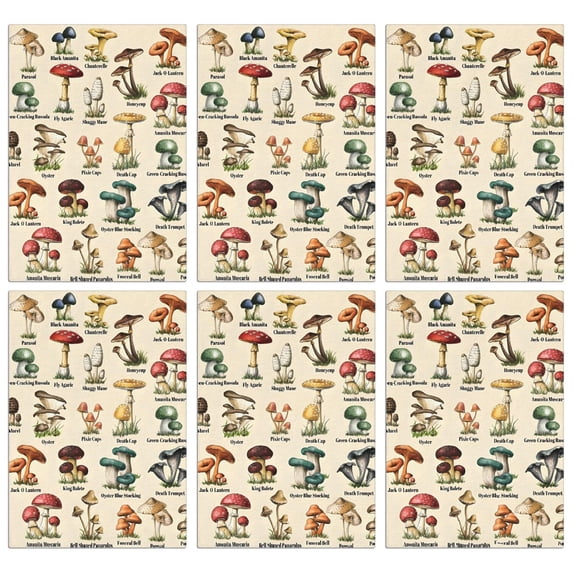 6 Pcs Funny Kitchen Towels,Colorful Mushroom Label Light Pattern Microfiber Dish Towels,Kitchen Tea Towels,Kitchen Towel Set (18" X 26")