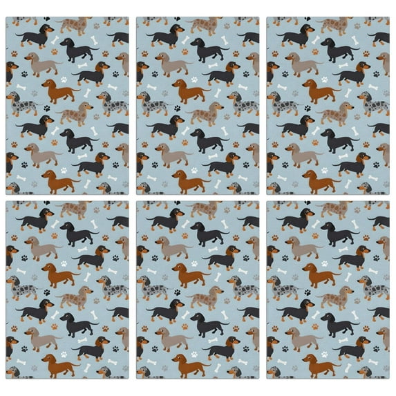 6 Pcs Funny Kitchen Towels,Cute Dachshund and Dog Footprint Microfiber Dish Towels,Kitchen Tea Towels,Kitchen Towel Set (18" X 26")