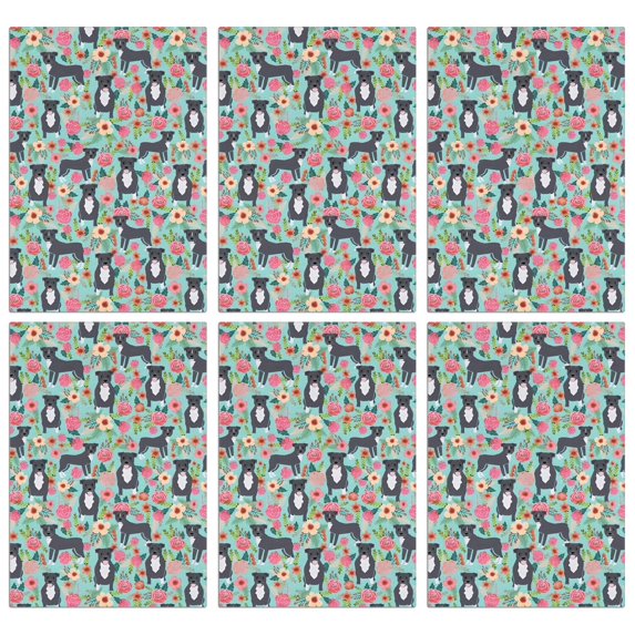 6 Pcs Funny Kitchen Towels,Cute Pitbull Terriers Dog and Flowers Microfiber Dish Towels,Kitchen Tea Towels,Kitchen Towel Set (18" X 26")
