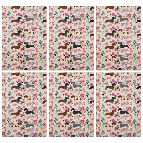 6 Pcs Funny Kitchen Towels,Dachshund and Flower Microfiber Dish Towels,Kitchen Tea Towels,Kitchen Towel Set (18" X 26")