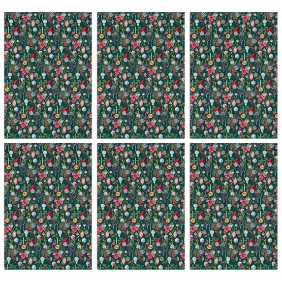 6 Pcs Funny Kitchen Towels,Dark Green Christmas Ornament Pattern Microfiber Dish Towels,Kitchen Tea Towels,Kitchen Towel Set (18" X 26")