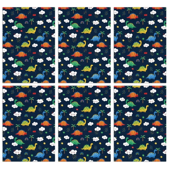 6 Pcs Funny Kitchen Towels,DarkBlue Dinosaurs Clouds Rainbows Pattern Microfiber Dish Towels,Kitchen Tea Towels,Kitchen Towel Set (18" X 26")