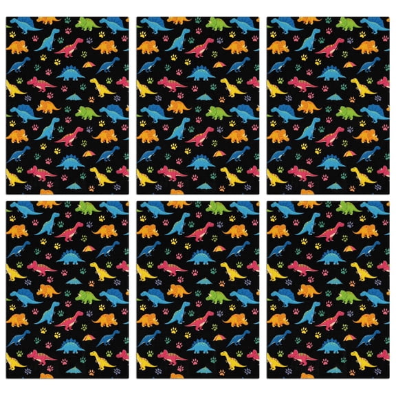 6 Pcs Funny Kitchen Towels,Dinosaur and Paw Print Pattern Microfiber Dish Towels,Kitchen Tea Towels,Kitchen Towel Set (18" X 26")