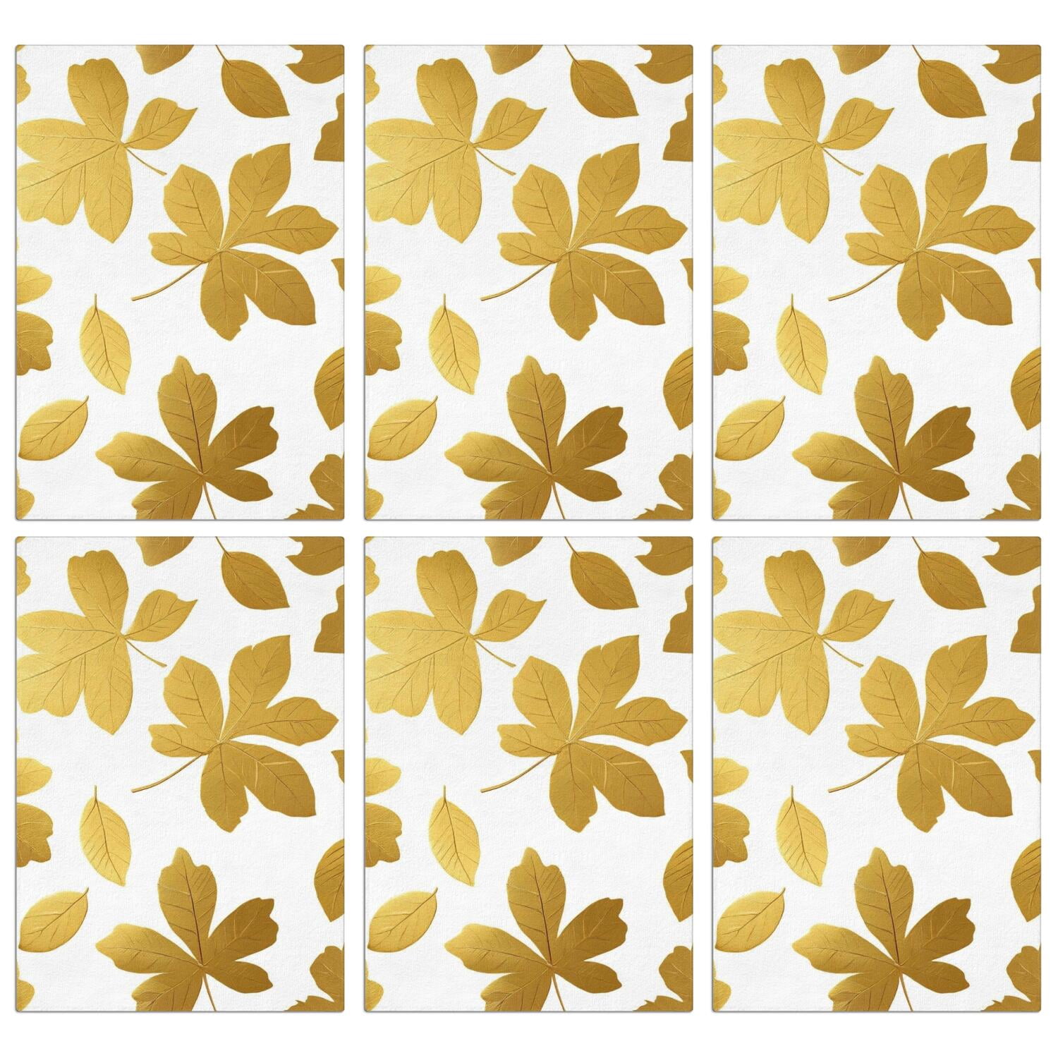 6 Pcs Funny Kitchen Towels,Golden Leaves Pattern Microfiber Dish Towels,Kitchen Tea Towels,Kitchen Towel Set (18" X 26")