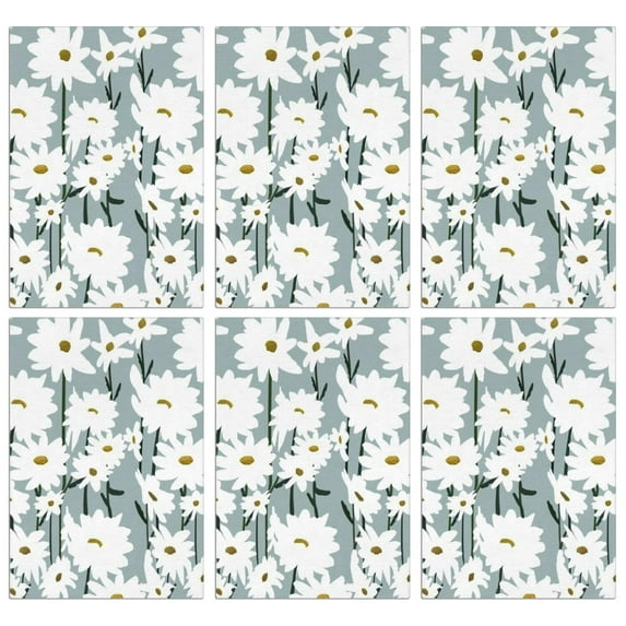 6 Pcs Funny Kitchen Towels,Gray Daisy Flower White Blooms Pattern Microfiber Dish Towels,Kitchen Tea Towels,Kitchen Towel Set (18" X 26")