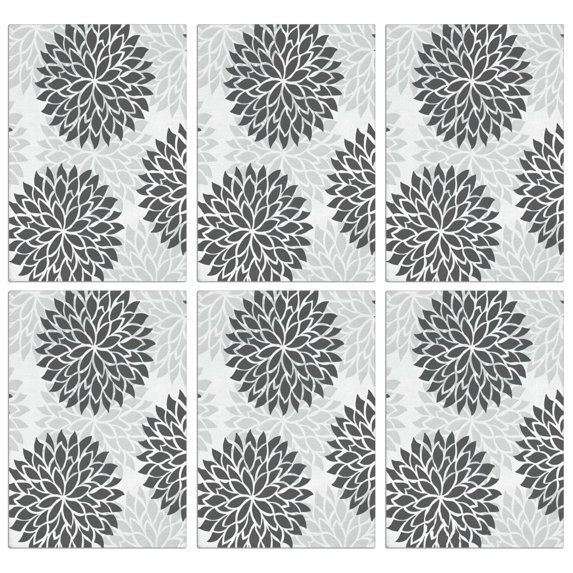 6 Pcs Funny Kitchen Towels,Gray Floral Pattern Microfiber Dish Towels,Kitchen Tea Towels,Kitchen Towel Set (18" X 26")