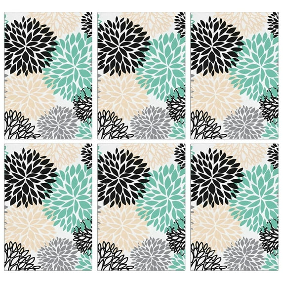 6 Pcs Funny Kitchen Towels,Green Floral and Petal Pattern Microfiber Dish Towels,Kitchen Tea Towels,Kitchen Towel Set (18" X 26")