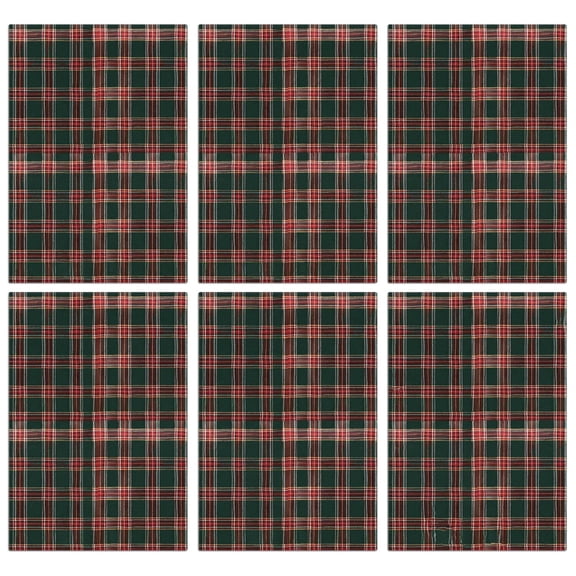 6 Pcs Funny Kitchen Towels,Green and Red Christmas Plaid Pattern Microfiber Dish Towels,Kitchen Tea Towels,Kitchen Towel Set (18" X 26")