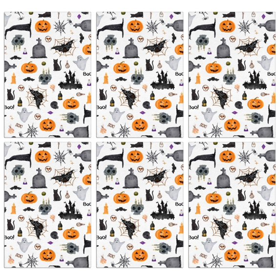 6 Pcs Funny Kitchen Towels,Halloween Pattern Microfiber Dish Towels,Kitchen Tea Towels,Kitchen Towel Set (18" X 26")