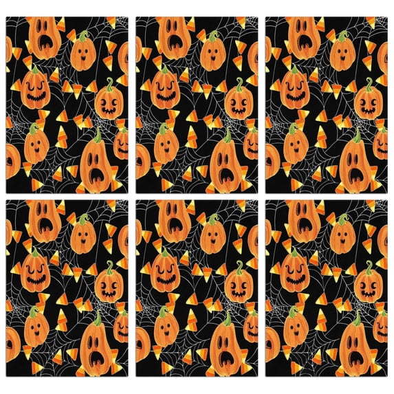 6 Pcs Funny Kitchen Towels,Halloween Pumpkins and Candy Corn Microfiber Dish Towels,Kitchen Tea Towels,Kitchen Towel Set (18" X 26")