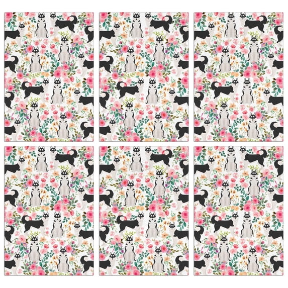 6 Pcs Funny Kitchen Towels,Husky Dog Flower Floral Microfiber Dish Towels,Kitchen Tea Towels,Kitchen Towel Set (18" X 26")