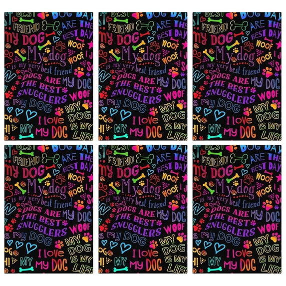 6 Pcs Funny Kitchen Towels,I Love My Dogs Art Microfiber Dish Towels,Kitchen Tea Towels,Kitchen Towel Set (18" X 26")