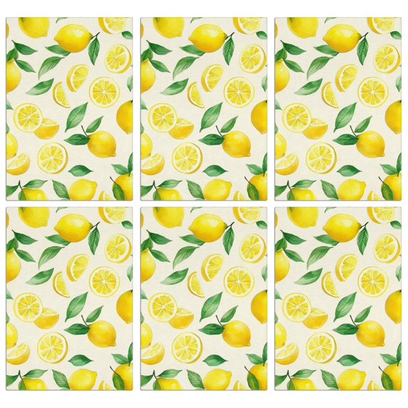 6 Pcs Funny Kitchen Towels,Lemon Microfiber Dish Towels,Kitchen Tea Towels,Kitchen Towel Set (18" X 26")