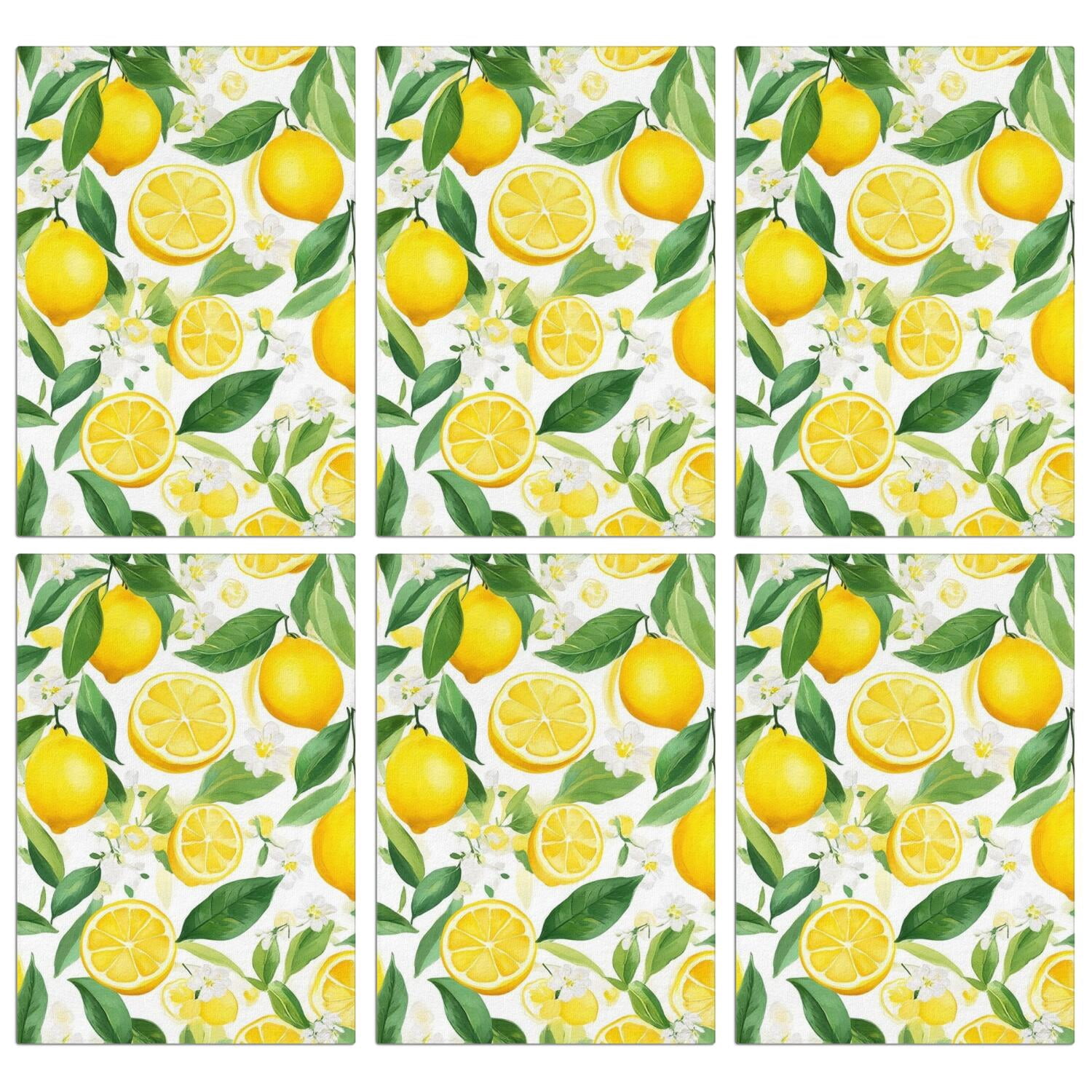 6 Pcs Funny Kitchen Towels,Lemon Microfiber Dish Towels,Kitchen Tea Towels,Kitchen Towel Set (18" X 26")