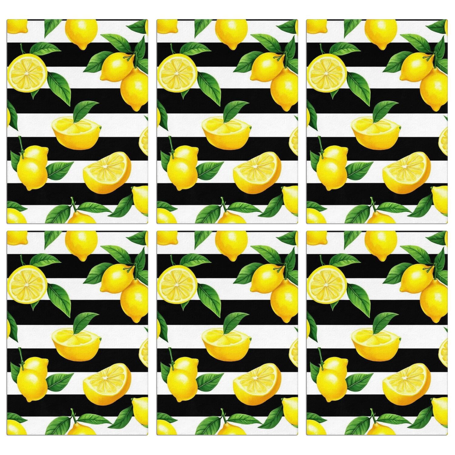 6 Pcs Funny Kitchen Towels,Lemon Microfiber Dish Towels,Kitchen Tea Towels,Kitchen Towel Set (18" X 26")