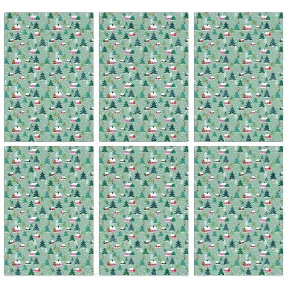 6 Pcs Funny Kitchen Towels,Light Green Christmas Village Pattern Microfiber Dish Towels,Kitchen Tea Towels,Kitchen Towel Set (18" X 26")