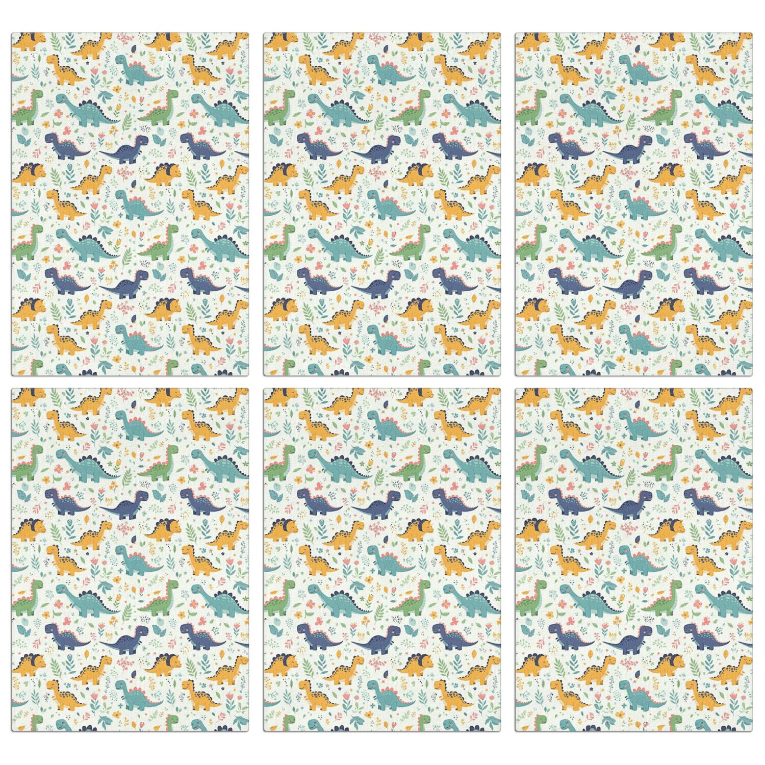 6 Pcs Funny Kitchen Towels,LightColor Dinosaurs Floral Pattern Microfiber Dish Towels,Kitchen Tea Towels,Kitchen Towel Set (18" X 26")