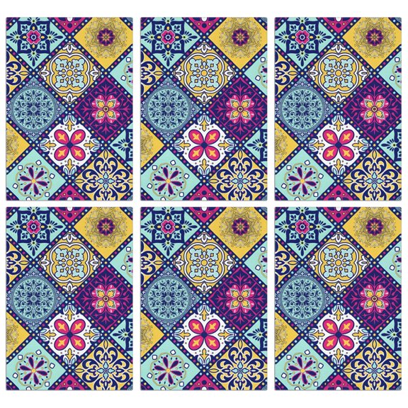 6 Pcs Funny Kitchen Towels,Multicolor Ethnic Geometric Patchwork Pattern Microfiber Dish Towels,Kitchen Tea Towels,Kitchen Towel Set (18" X 26")