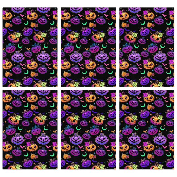 6 Pcs Funny Kitchen Towels,Neon Halloween Pumpkin Pattern Microfiber Dish Towels,Kitchen Tea Towels,Kitchen Towel Set (18" X 26")