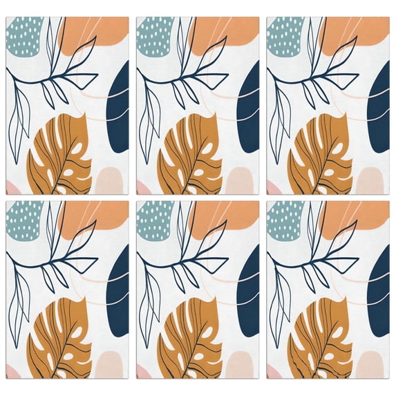 6 Pcs Funny Kitchen Towels,Orange Boho Abstract and Plant Pattern Microfiber Dish Towels,Kitchen Tea Towels,Kitchen Towel Set (18" X 26")