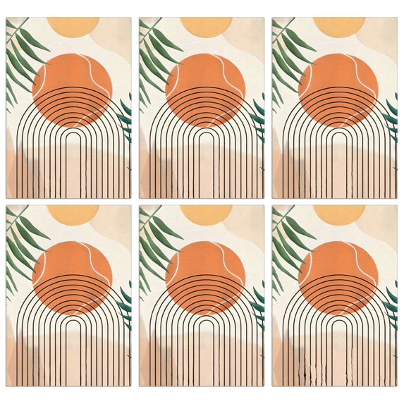 6 Pcs Funny Kitchen Towels,Orange Boho Geometric and Plant Pattern Microfiber Dish Towels,Kitchen Tea Towels,Kitchen Towel Set (18" X 26")