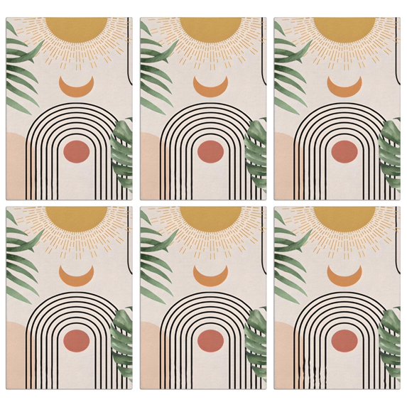 6 Pcs Funny Kitchen Towels,Orange Boho Geometric and Plant Pattern Microfiber Dish Towels,Kitchen Tea Towels,Kitchen Towel Set (18" X 26")