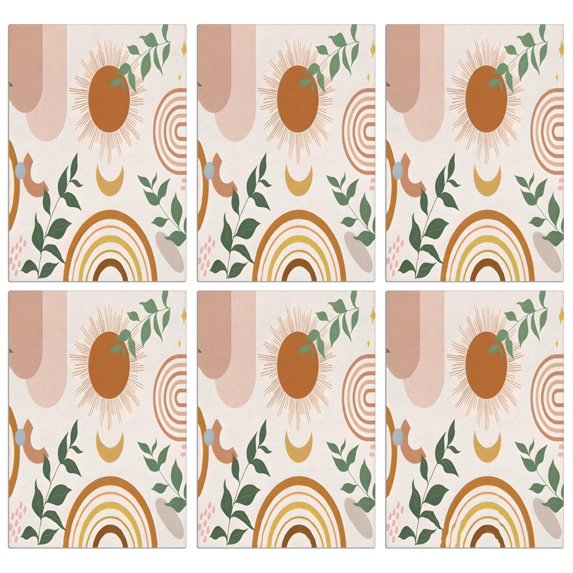 6 Pcs Funny Kitchen Towels,Orange Boho Sun, Moon and Plant Pattern Microfiber Dish Towels,Kitchen Tea Towels,Kitchen Towel Set (18" X 26")