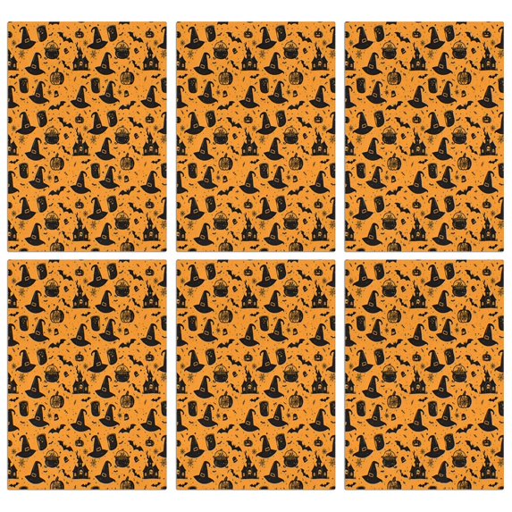 6 Pcs Funny Kitchen Towels,Orange Witch Hat Halloween Pattern Microfiber Dish Towels,Kitchen Tea Towels,Kitchen Towel Set (18" X 26")