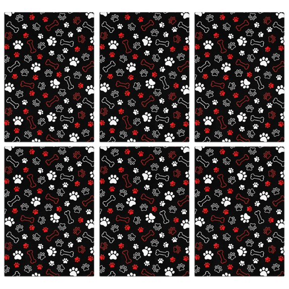 6 Pcs Funny Kitchen Towels,Paw Prints and Bones Microfiber Dish Towels,Kitchen Tea Towels,Kitchen Towel Set (18" X 26")