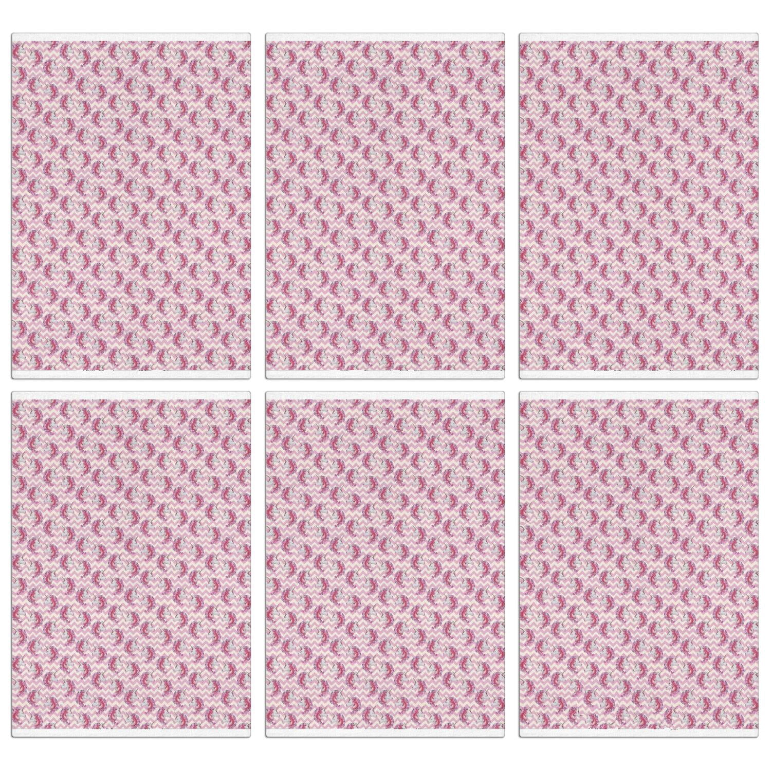 6 Pcs Funny Kitchen Towels,Pink Cartoon Unicorn Pattern Microfiber Dish Towels,Kitchen Tea Towels,Kitchen Towel Set (18" X 26")