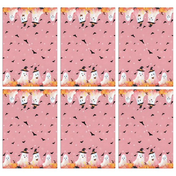 6 Pcs Funny Kitchen Towels,Pink Ghost Bat Halloween Pattern Microfiber Dish Towels,Kitchen Tea Towels,Kitchen Towel Set (18" X 26")