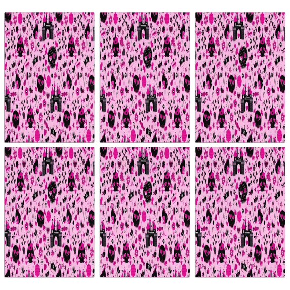 6 Pcs Funny Kitchen Towels,Pink Halloween Fantasy Pattern Microfiber Dish Towels,Kitchen Tea Towels,Kitchen Towel Set (18" X 26")