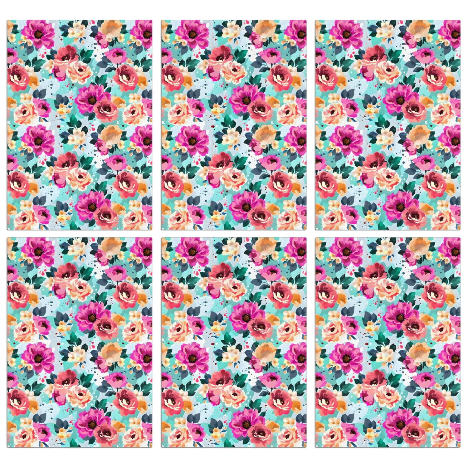 6 Pcs Funny Kitchen Towels,Pioneer Flower Floral Print Pattern Microfiber Dish Towels,Kitchen Tea Towels,Kitchen Towel Set (18" X 26")