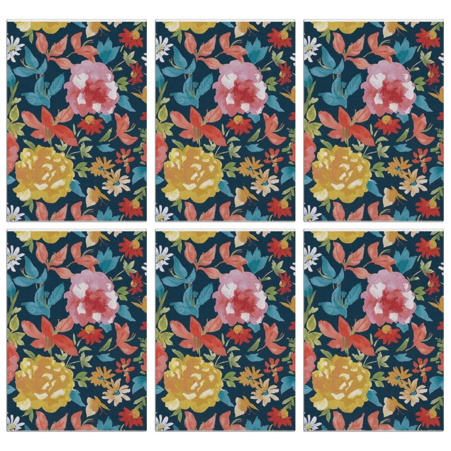6 Pcs Funny Kitchen Towels,Pioneer Flower Floral Print Pattern Microfiber Dish Towels,Kitchen Tea Towels,Kitchen Towel Set (18" X 26")