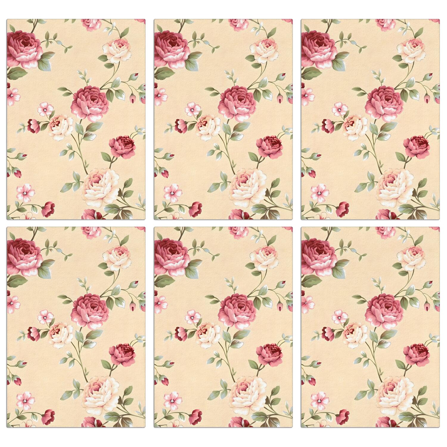 6 Pcs Funny Kitchen Towels,Pioneer Flower Floral Print Pattern Microfiber Dish Towels,Kitchen Tea Towels,Kitchen Towel Set (18" X 26")