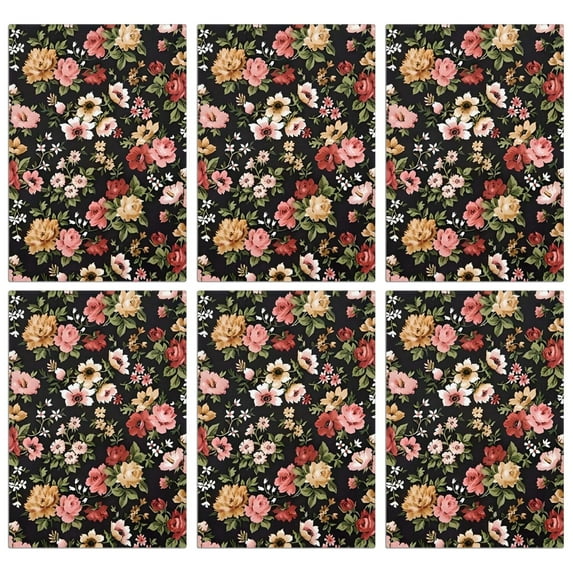 6 Pcs Funny Kitchen Towels,Pioneer Flower Floral Print Pattern Microfiber Dish Towels,Kitchen Tea Towels,Kitchen Towel Set (18" X 26")