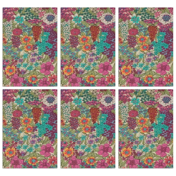 6 Pcs Funny Kitchen Towels,Pioneer Flower Floral Print Pattern Microfiber Dish Towels,Kitchen Tea Towels,Kitchen Towel Set (18" X 26")
