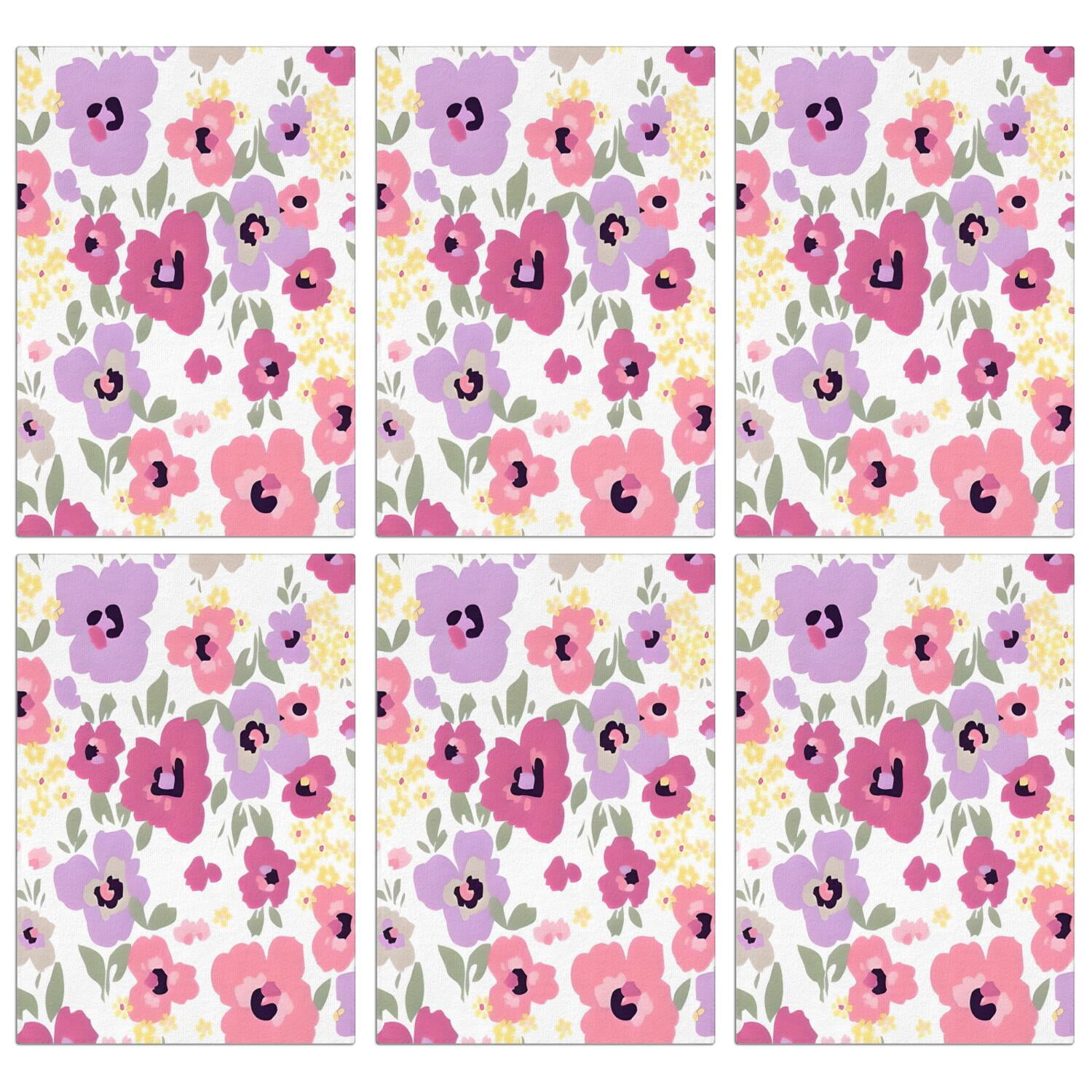 6 Pcs Funny Kitchen Towels,Pioneer Flower Floral Print Pattern Microfiber Dish Towels,Kitchen Tea Towels,Kitchen Towel Set (18" X 26")