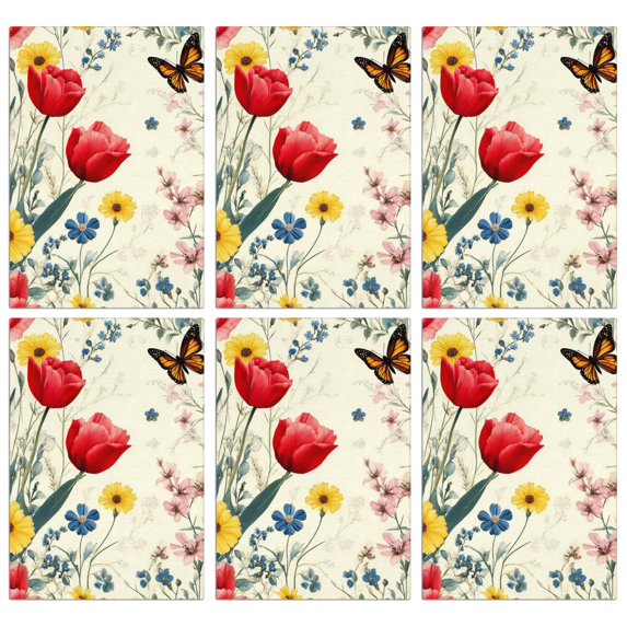 6 Pcs Funny Kitchen Towels,Pioneer Flower and Butterfly Microfiber Dish Towels,Kitchen Tea Towels,Kitchen Towel Set (18" X 26")