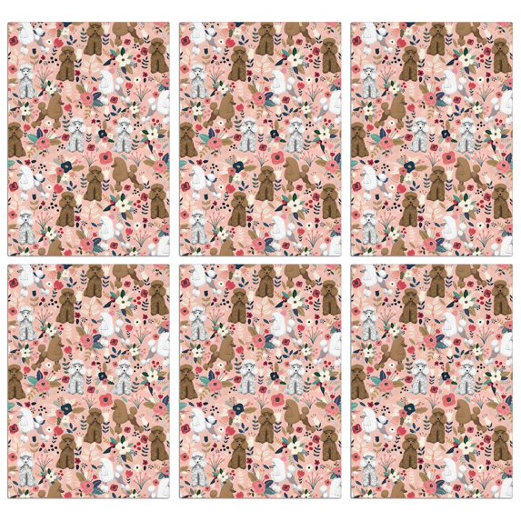 6 Pcs Funny Kitchen Towels,Poodle and Flowers Floral Microfiber Dish Towels,Kitchen Tea Towels,Kitchen Towel Set (18" X 26")