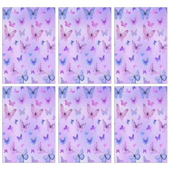 6 Pcs Funny Kitchen Towels,Purple Butterfly Pattern Microfiber Dish Towels,Kitchen Tea Towels,Kitchen Towel Set (18" X 26")