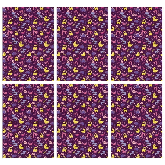 6 Pcs Funny Kitchen Towels,Purple Dinosaurs Dino Roar Pattern Microfiber Dish Towels,Kitchen Tea Towels,Kitchen Towel Set (18" X 26")
